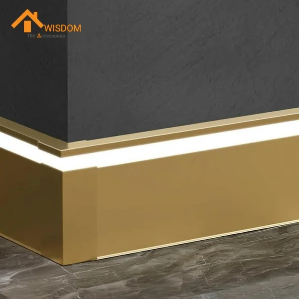Dark Grey Metal Skirting Board with LED Light for Tile Applications