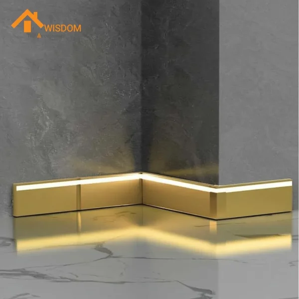 Dark Grey Metal Skirting Board with LED Light for Tile Applications