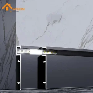 Powder Brushed Aluminum Alloy LED Skirting Board Wood Grain Finish