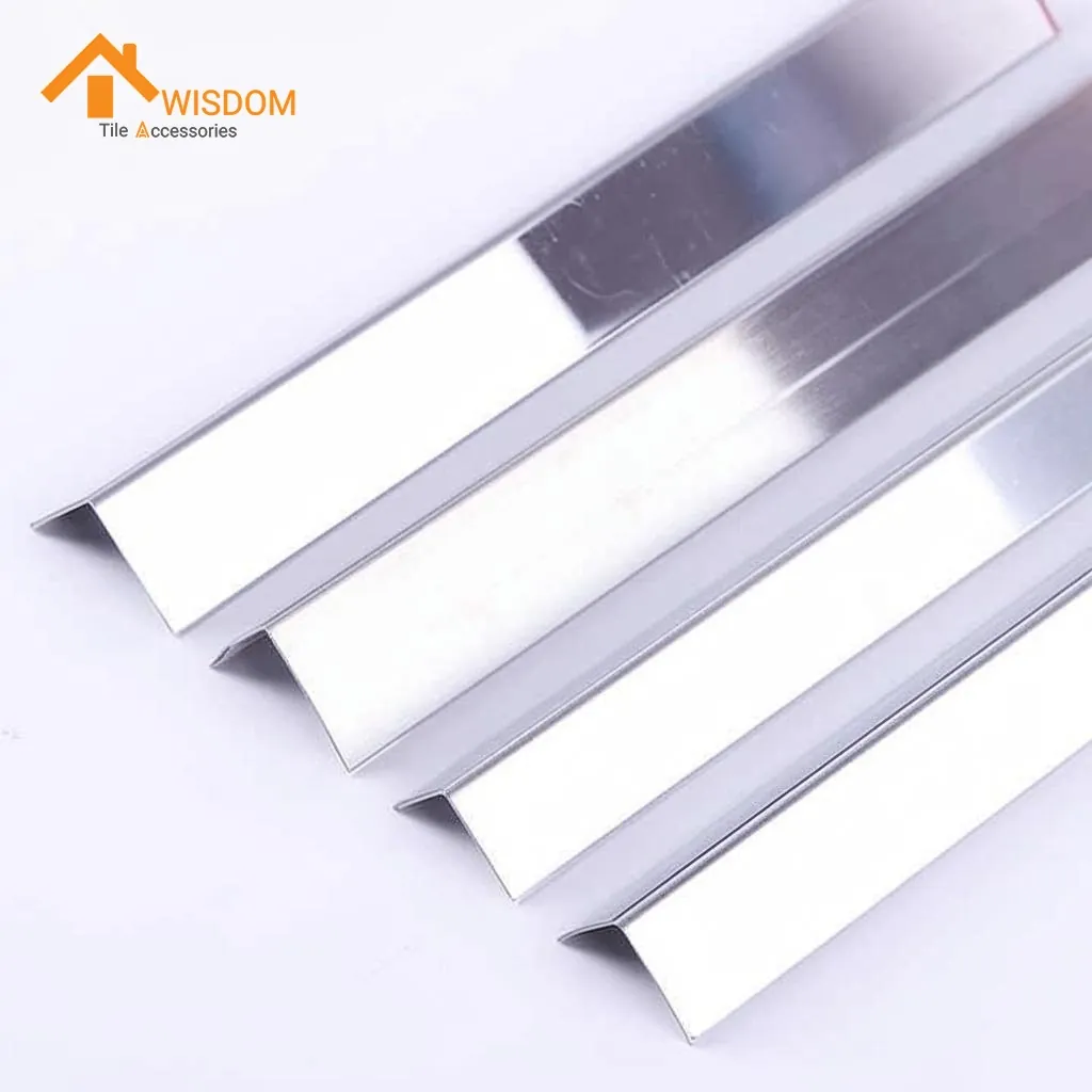 304 Stainless Steel Tile Trim 2.5M Brushed Silver L Shape