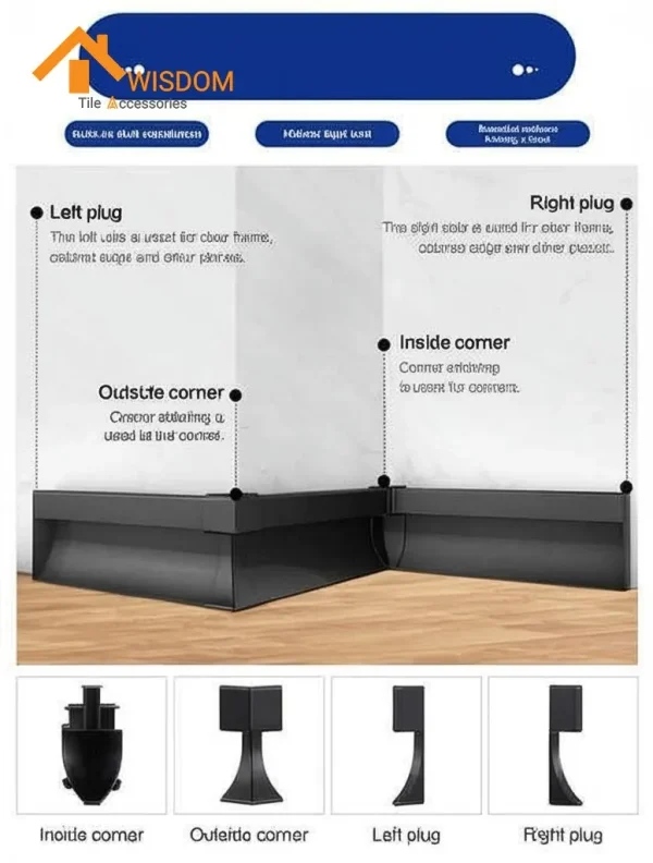 6063 Aluminium Clip On Skirting Brushed Silver/Black 2.5M