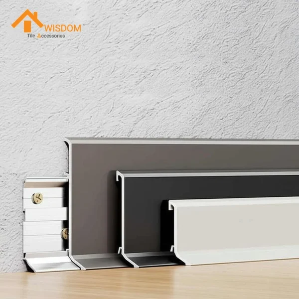 6063 Aluminium Flat Bar Skirting 2.5M Brushed Silver/Black