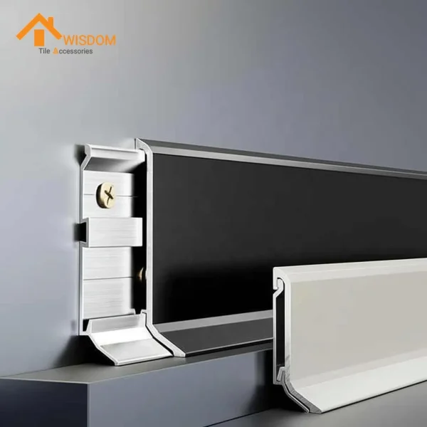 6063 Aluminium Flat Bar Skirting 2.5M Brushed Silver/Black