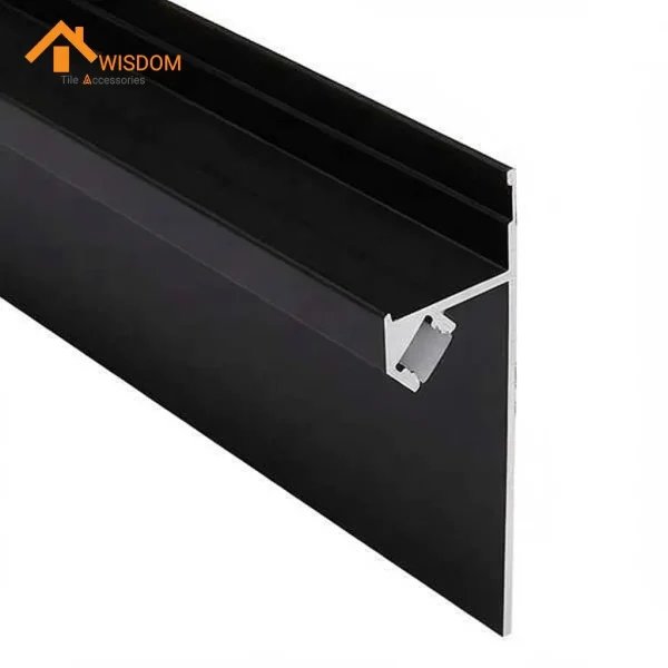 6063 Aluminium Recessed Skirting Brushed Silver 2.5M