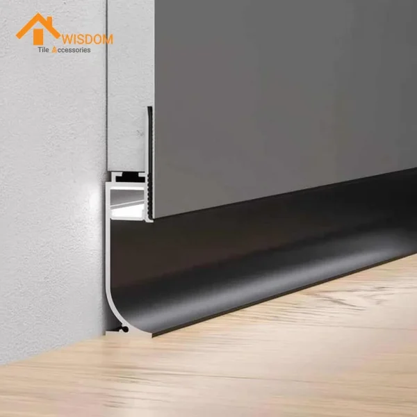 6063 Aluminium Skirting Board Brushed Silver 2.5M