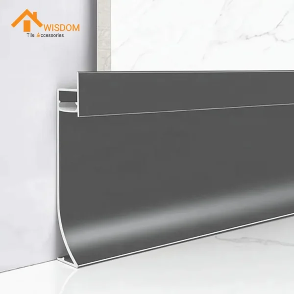 6063 Aluminium Skirting Light Brushed Silver/Black 2.5M
