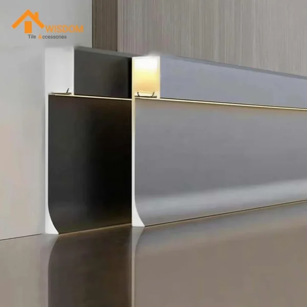 6063 Aluminium Skirting Trim Brushed Silver 2.5M