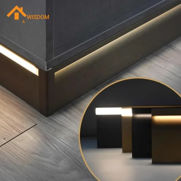 6063 Aluminium Skirting with LED 2.5M Brushed Silver/Gold