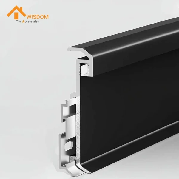6063 Aluminum Alloy Baseboard Brushed Silver/Black 2.5M