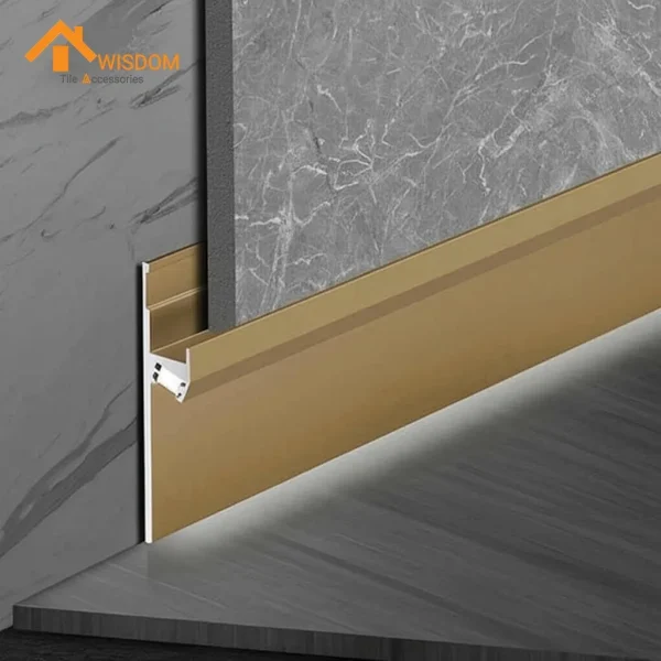 6063 Aluminum Baseboard Gold Anod. 2.5M Brushed Satin