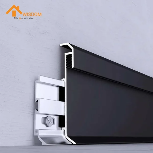 6063 Aluminum Baseboard Shadow Brushed Silver/Black 2.5M