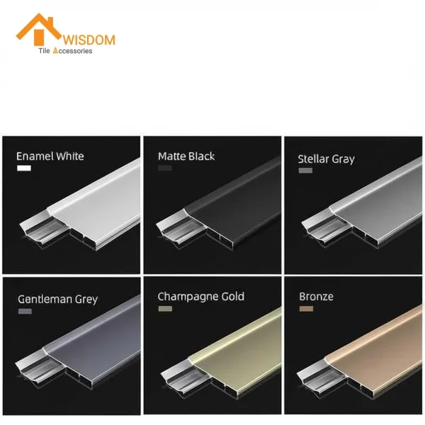 6063 Aluminum Flush Baseboard Brushed Silver 2.5M