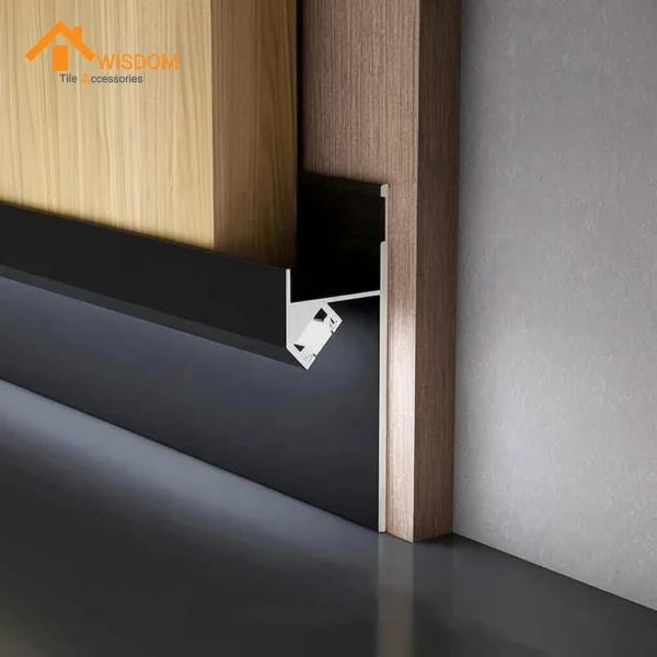 6063 Aluminum Recessed Baseboard Brushed Silver 2.5M