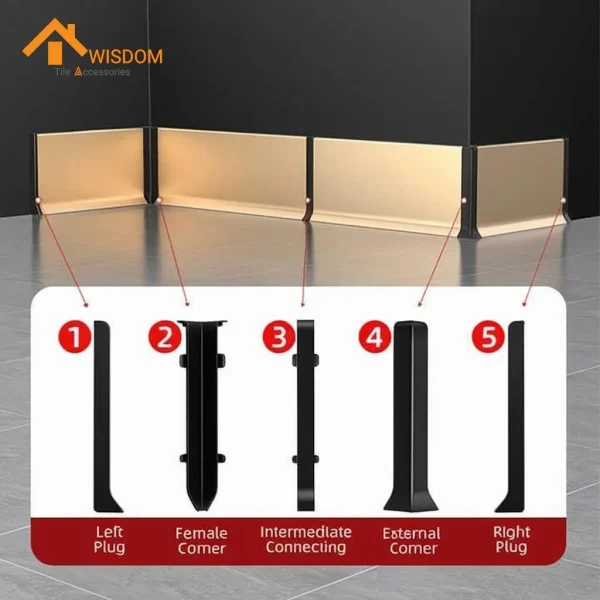 6063 Flat Aluminium Skirting Brushed Silver/Gold 2.5M