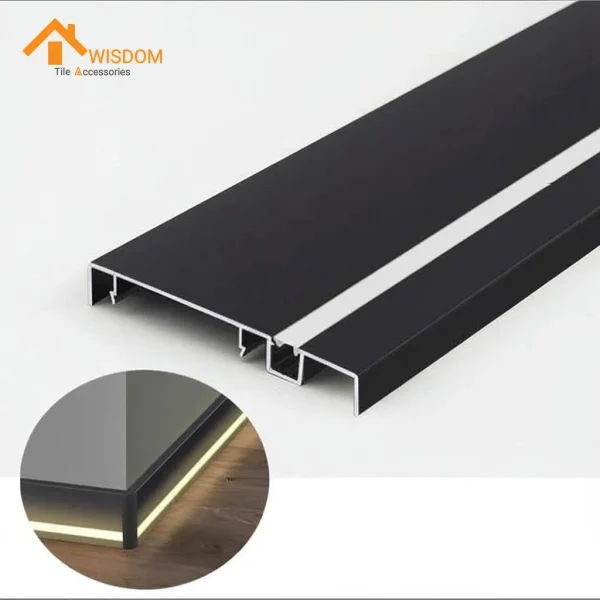 75mm Aluminium Skirting Price 6063 Brushed Silver/Black 2.5M