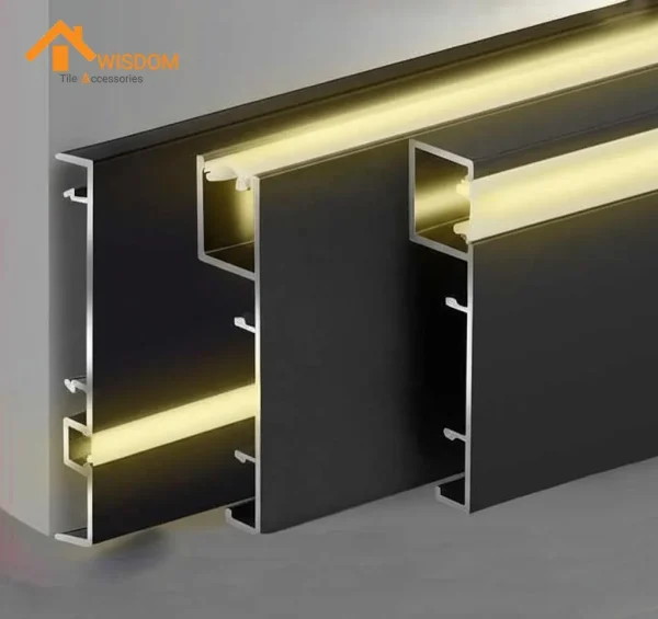 75mm Aluminium Skirting Price 6063 Brushed Silver/Black 2.5M