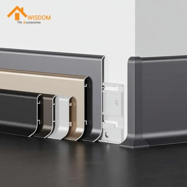 80mm Aluminium Skirting 6063 Brushed Silver/Black 2.5M