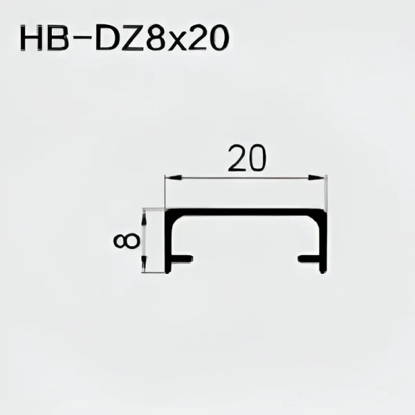 Aluminum Track Channel 8x20mm - Matte Size