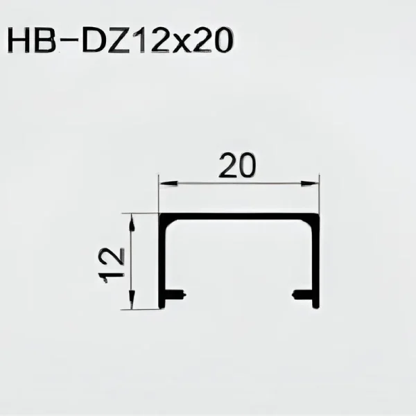 C Shaped Aluminum Channels 12x20mm - Brushed Size