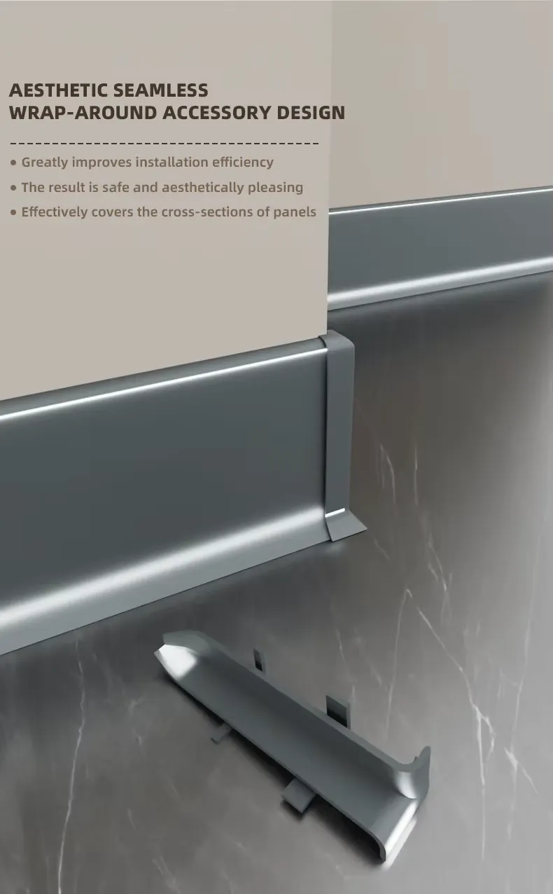 Case 150mm Aluminium Skirting 6063 Brushed SilverBlack 2.5M 004