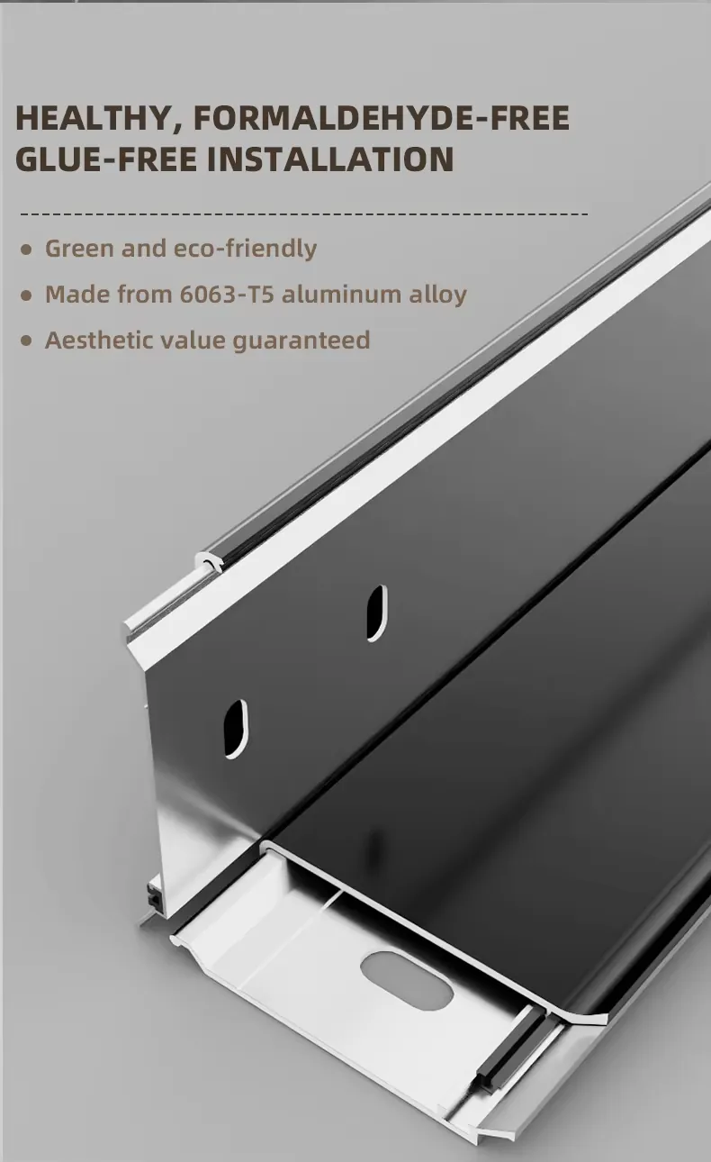 Case 150mm Aluminium Skirting 6063 Brushed SilverBlack 2.5M 006