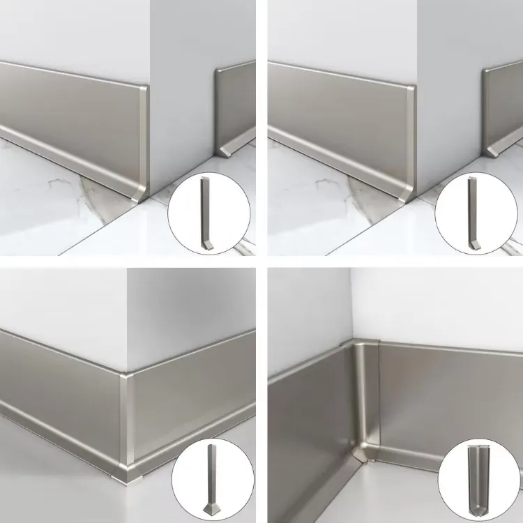 Case 6063 Aluminium Floor Skirting Brushed Silver 2.5M 003 1