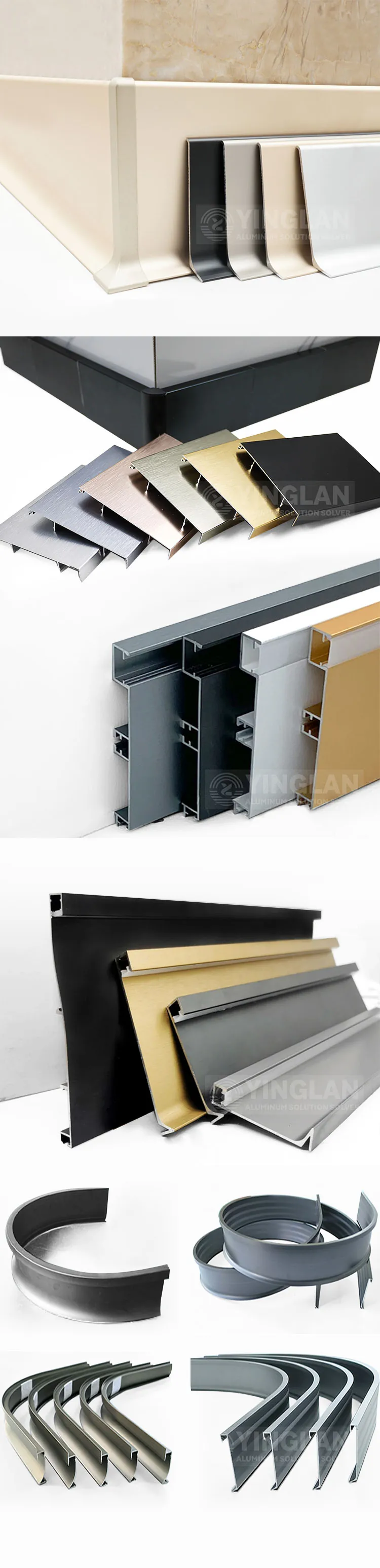 Case 6063 Aluminium LED Skirting Brushed SilverBlack 2.5M 001