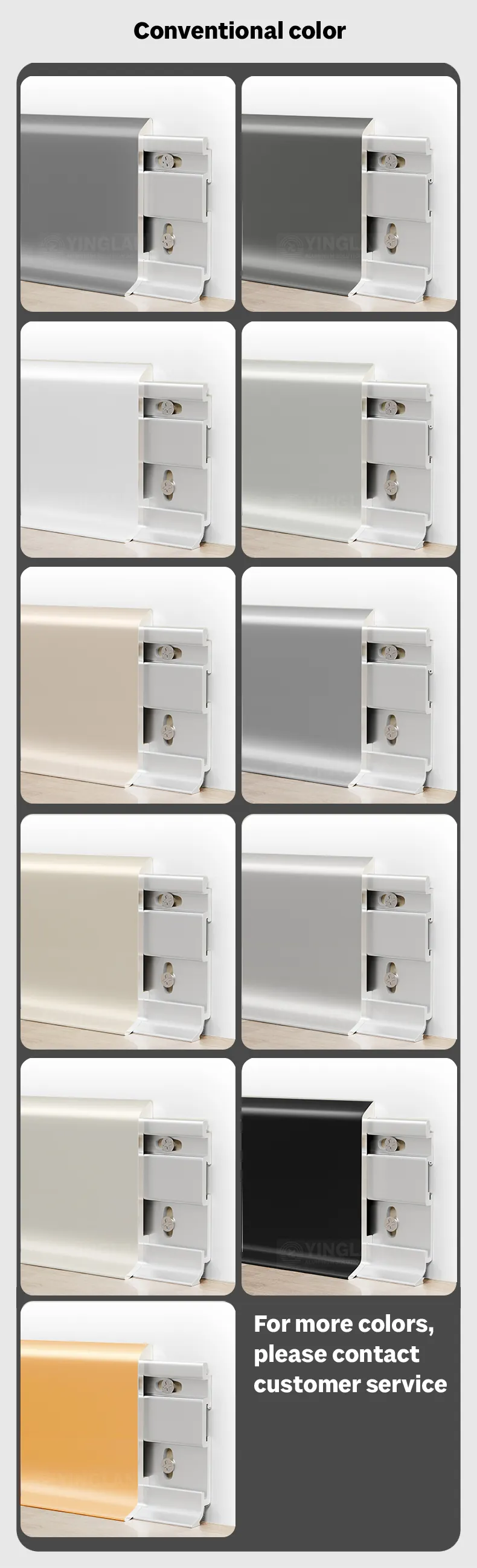 Case 6063 Aluminium LED Skirting Brushed SilverBlack 2.5M 005