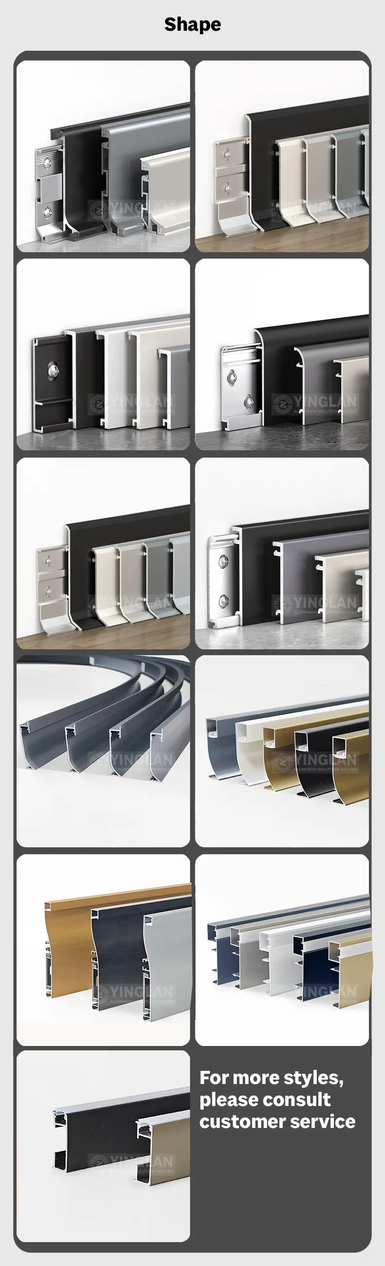 Case 6063 Aluminium LED Skirting Brushed SilverBlack 2.5M 006