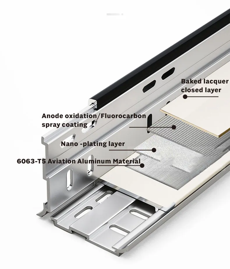 Case 6063 Aluminium LED Skirting Brushed SilverBlack 2.5M 009