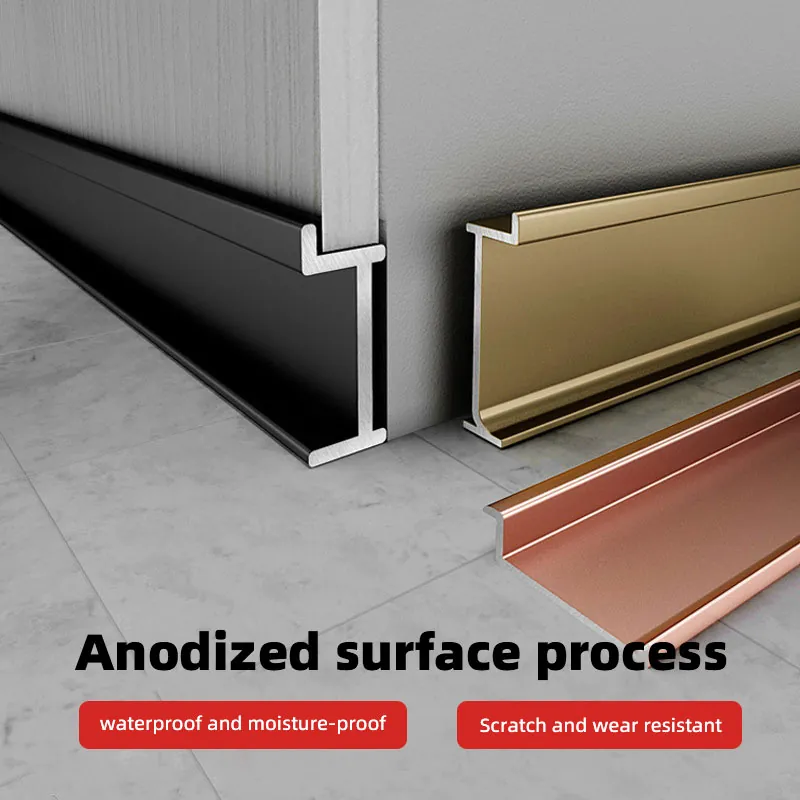 Case 6063 Aluminium Skirting Board Brushed Silver 2.5M 002