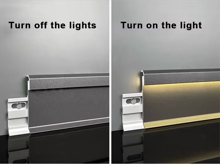 Case 6063 Aluminum Baseboard Shadow Brushed SilverBlack 2.5M 005