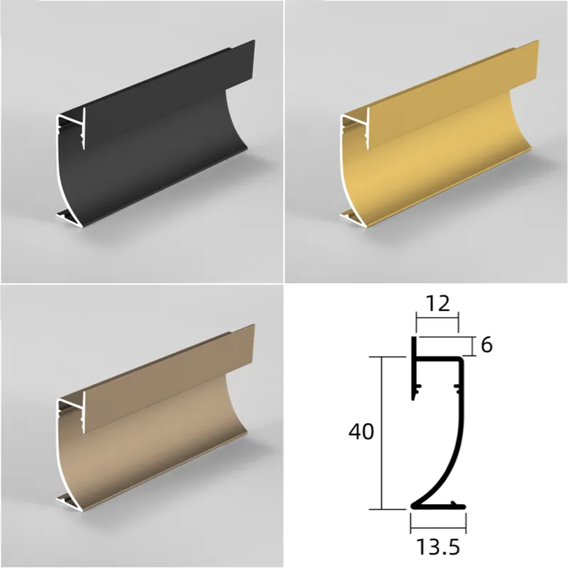 Case 6063 Aluminum Baseboards Brushed SilverBlack 2.5M 007