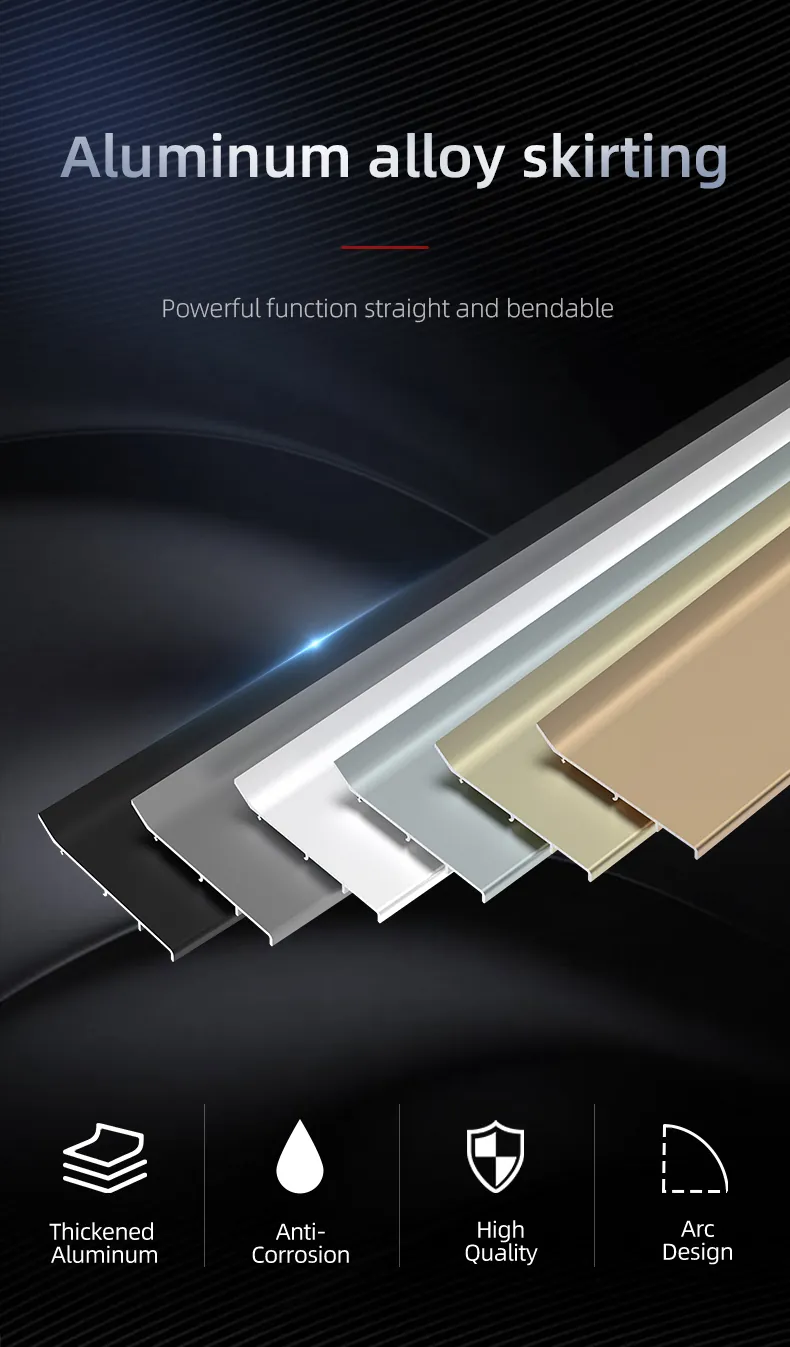 Case 6063 Aluminum Flush Baseboard Brushed Silver 2.5M 001