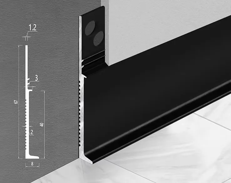 Case 6063 Aluminum Skirting Baseboard Brushed Silver 2.5M 005