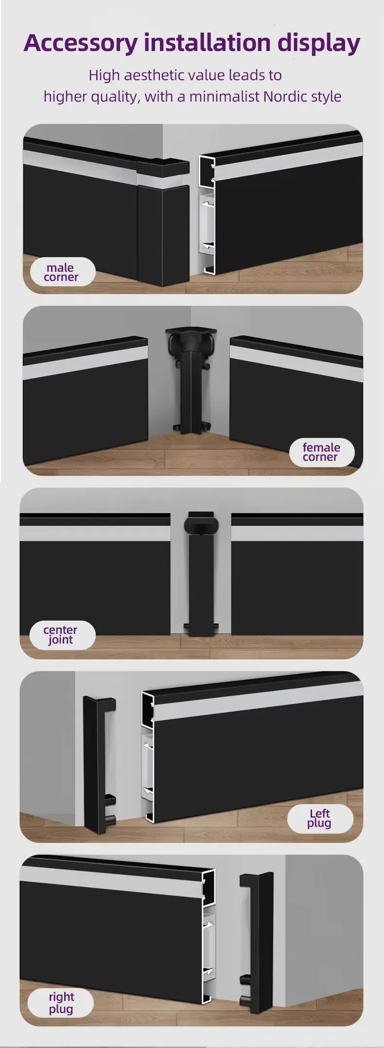 Case 6063 Black Aluminium Skirting Board 50mm MatteSatin 2.5M 004