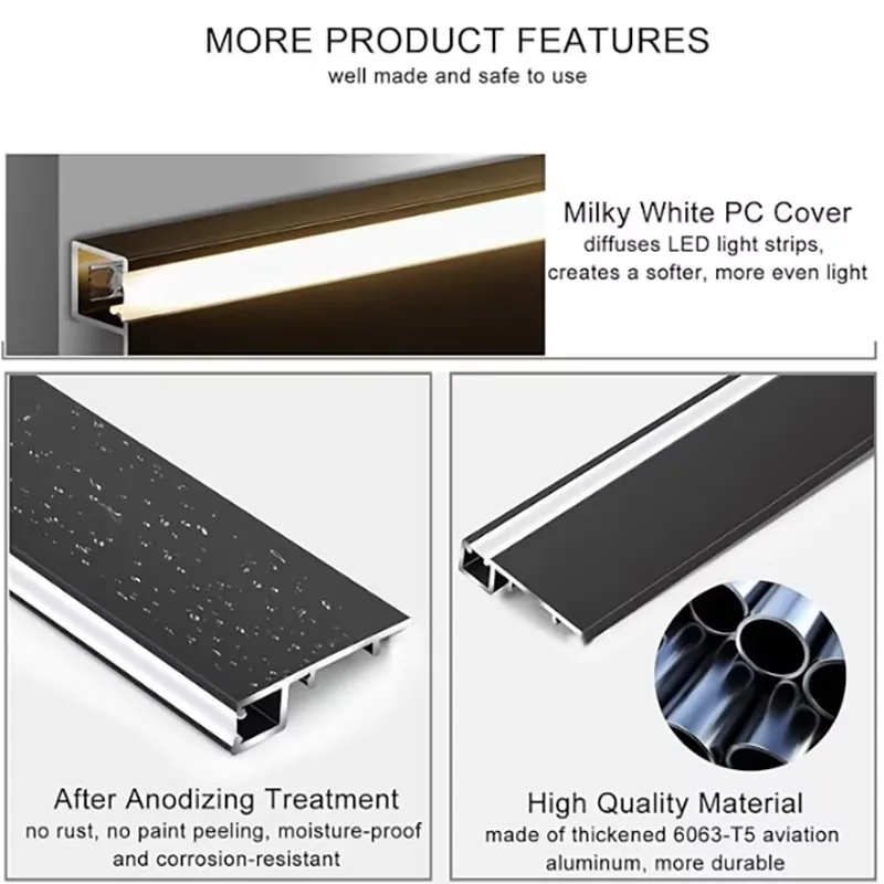 Case 6063 Black Aluminum Baseboard 2.5M Matte Anodized 005