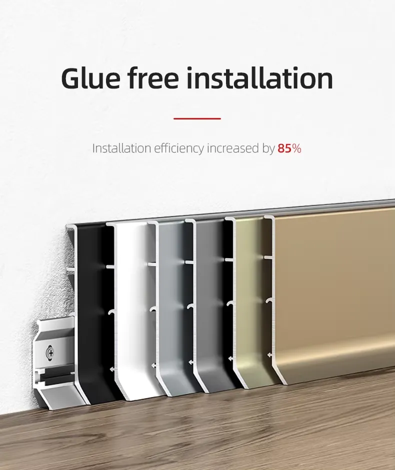 Case 6063 Flat Aluminium Skirting Brushed SilverGold 2.5M 006