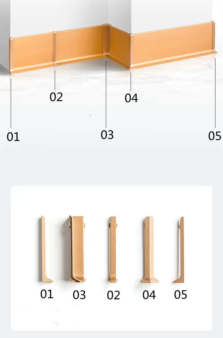 Case 6063 Modern Aluminum Baseboard Brushed Silver 2.5M 002