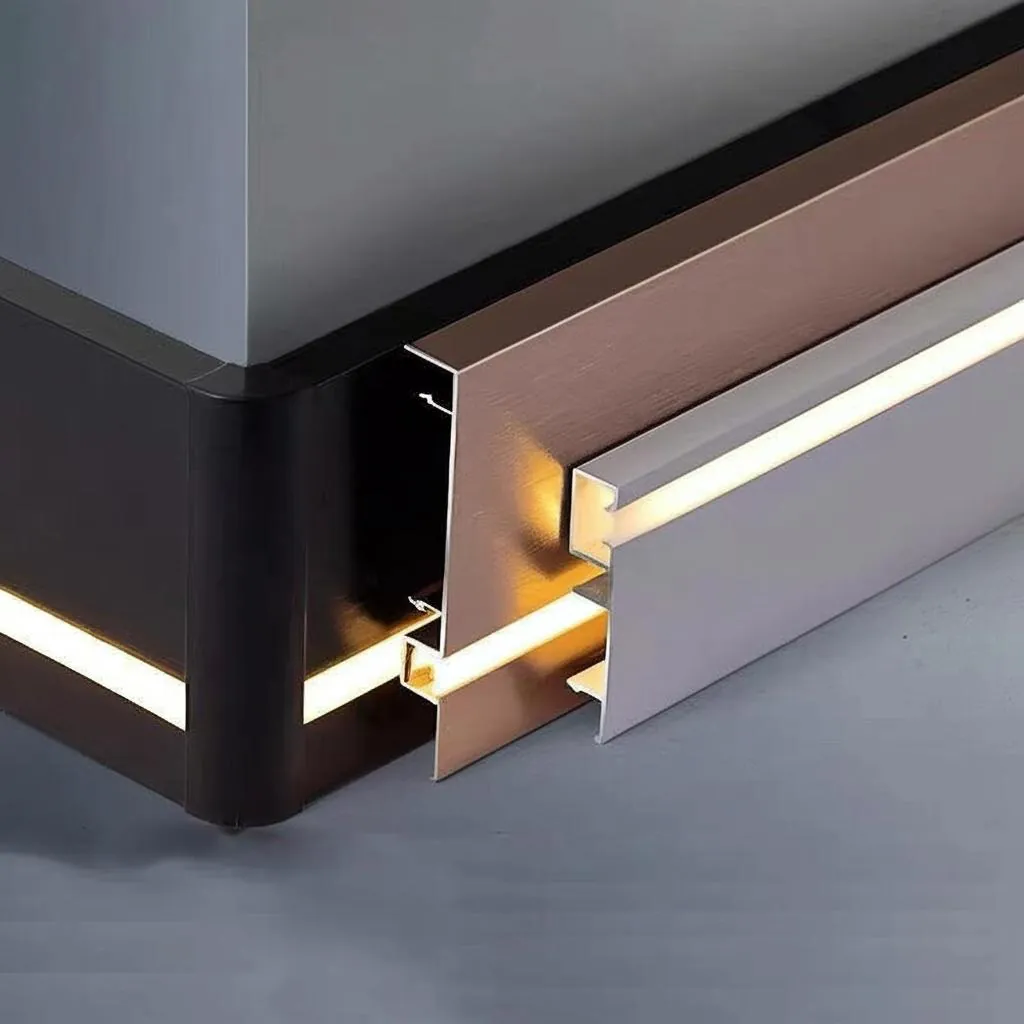 Case 75mm Aluminium Skirting Price 6063 Brushed SilverBlack 2.5M 001