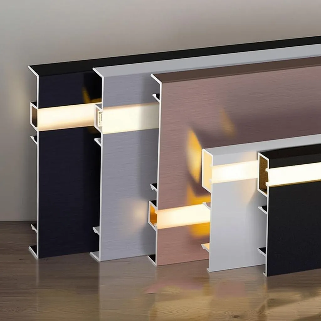 Case 75mm Aluminium Skirting Price 6063 Brushed SilverBlack 2.5M 011