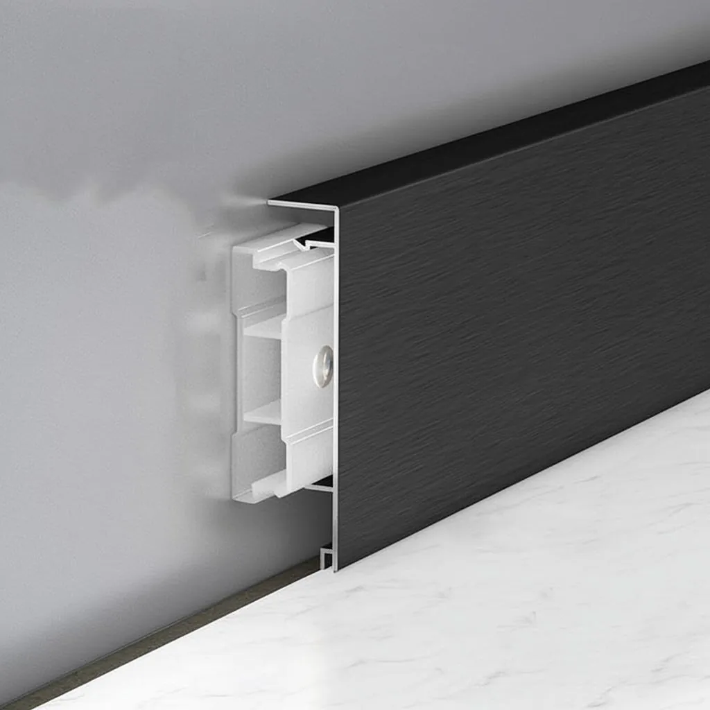 Case 75mm Aluminium Skirting Price 6063 Brushed SilverBlack 2.5M 012