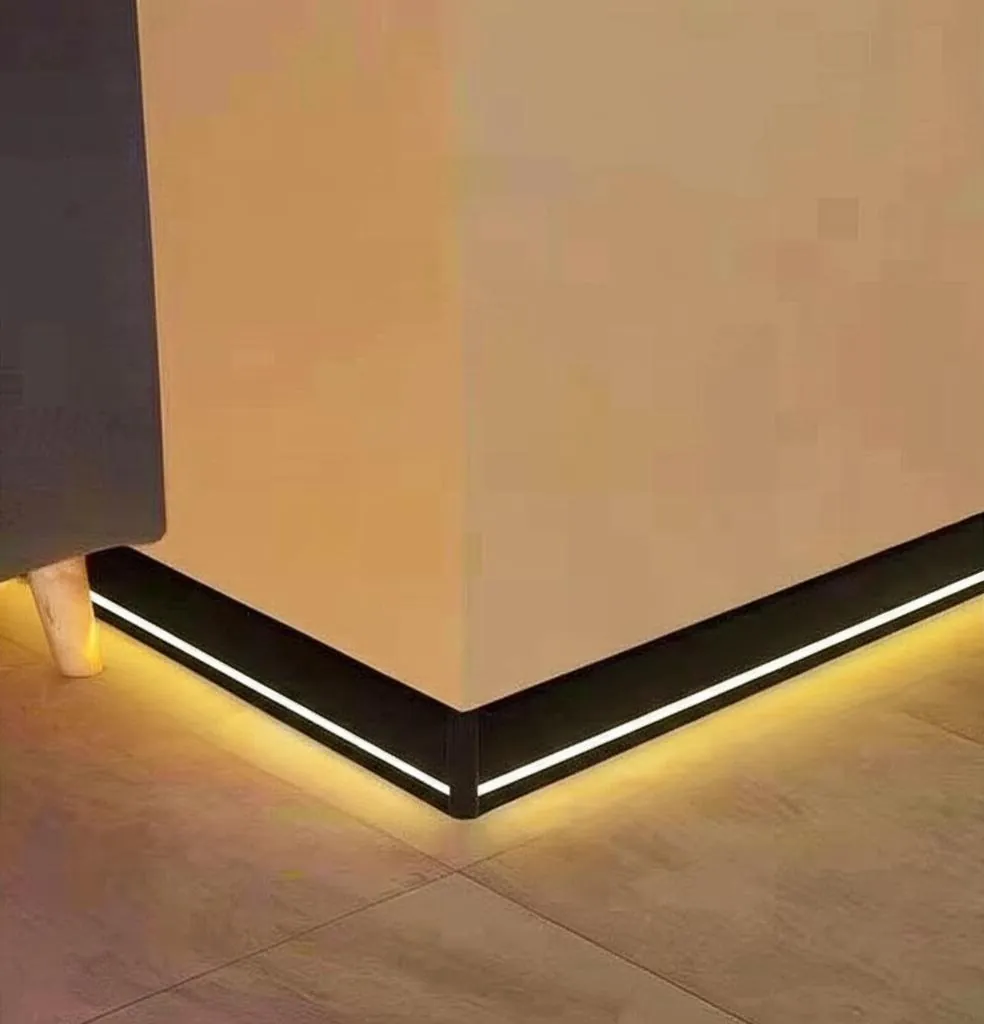 Case 75mm Aluminium Skirting Price 6063 Brushed SilverBlack 2.5M 015