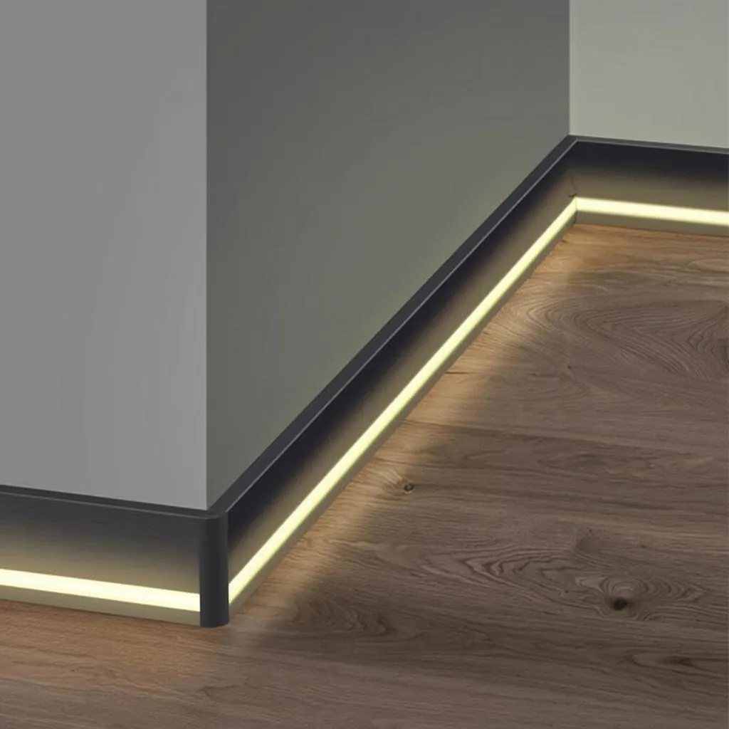 Case 75mm Aluminium Skirting Price 6063 Brushed SilverBlack 2.5M 020