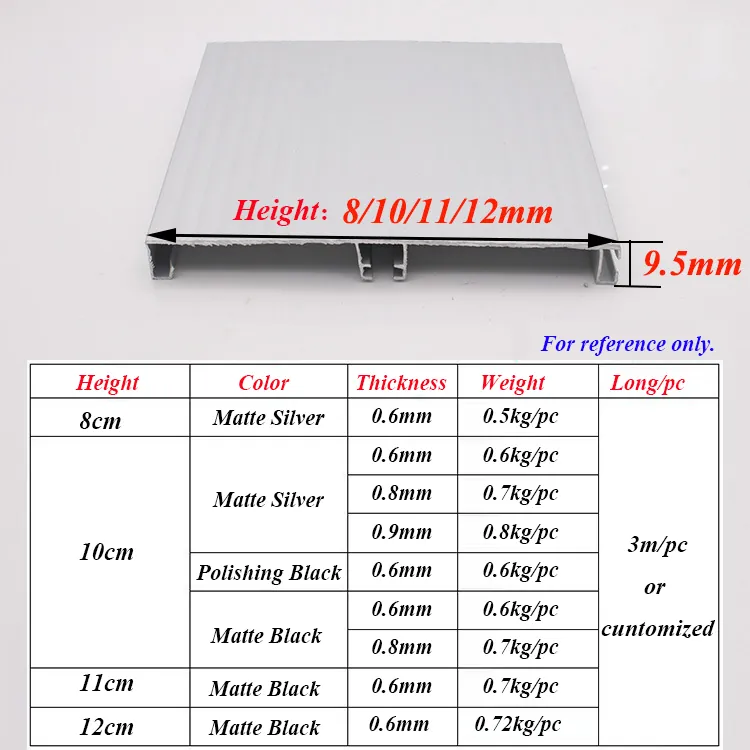Case Aluminum Baseboard Flush 6063 Brushed Silver 2.5M 004