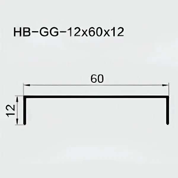 Aluminum U Channel Sizes 12mm Leg x 60mm OD - High Gloss