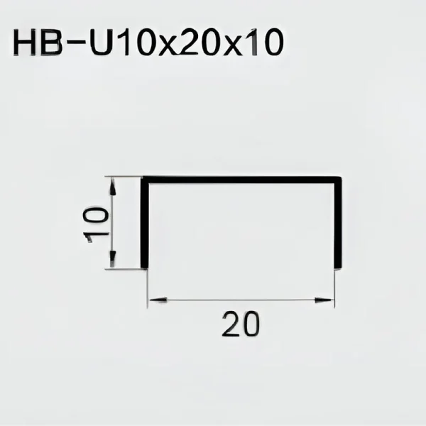 U Channel Aluminum Extrusion 10mm Leg x 20mm OD - Matte