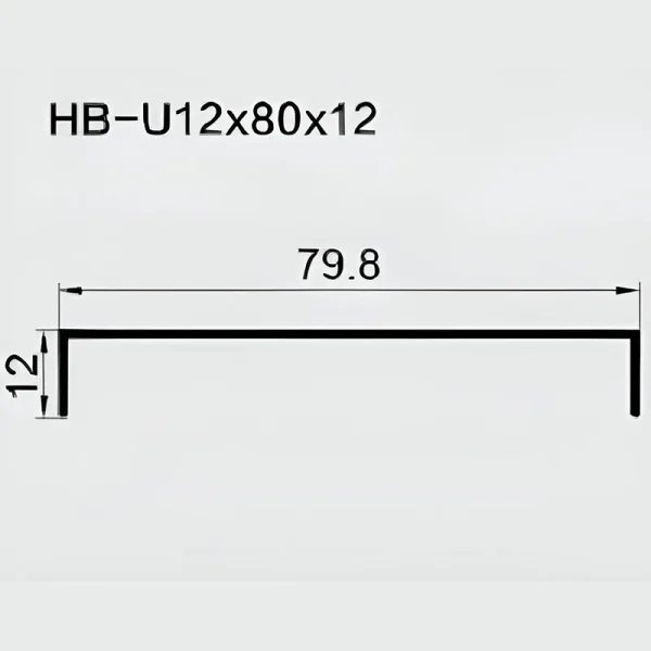 U Shaped Aluminium Channel 12mm Leg x 79.8mm OD - Matte