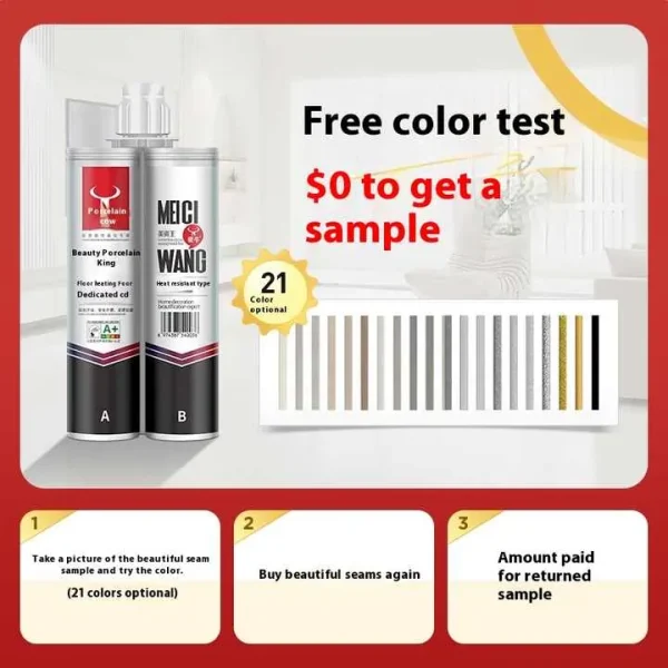 White & Gray Waterproof Epoxy Grout 1/8" ANSI A118.3 for Tile Joints