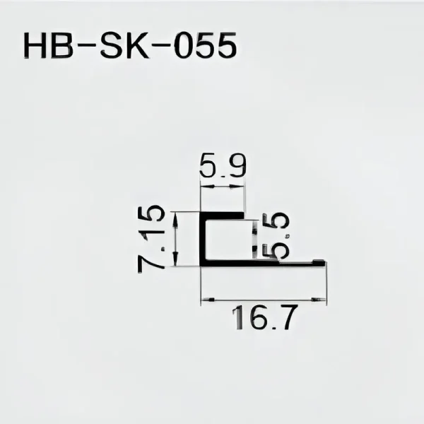 Aluminum J Trim - 5.5mm Face x 7.15mm Leg x 16.7mm OD for 5.9mm Material - Image 2